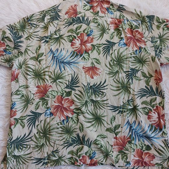 Signature Carrington Men's 100% Silk Tropical Floral Hawaiian Shirt 3XL - Picture 3 of 7